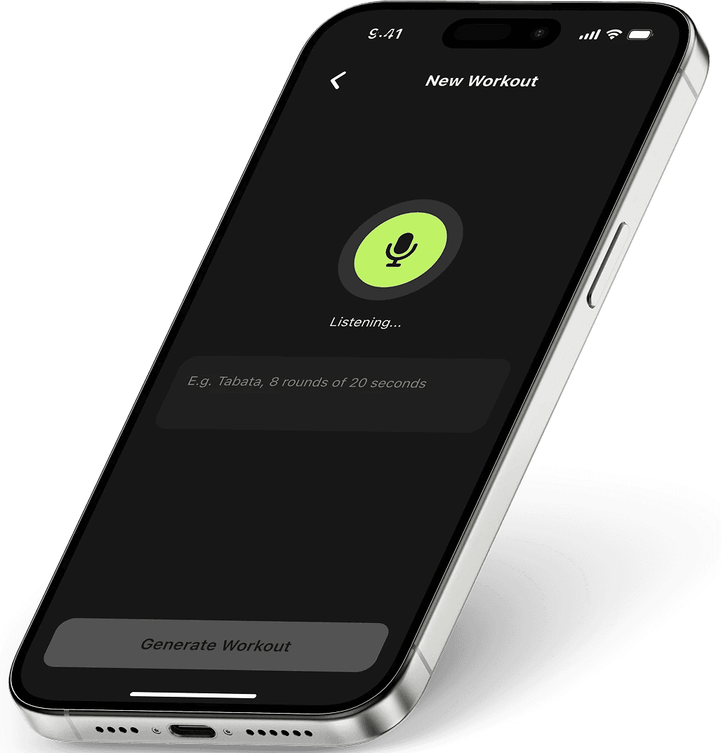 Quick HIIT Timer app listening to a voice command